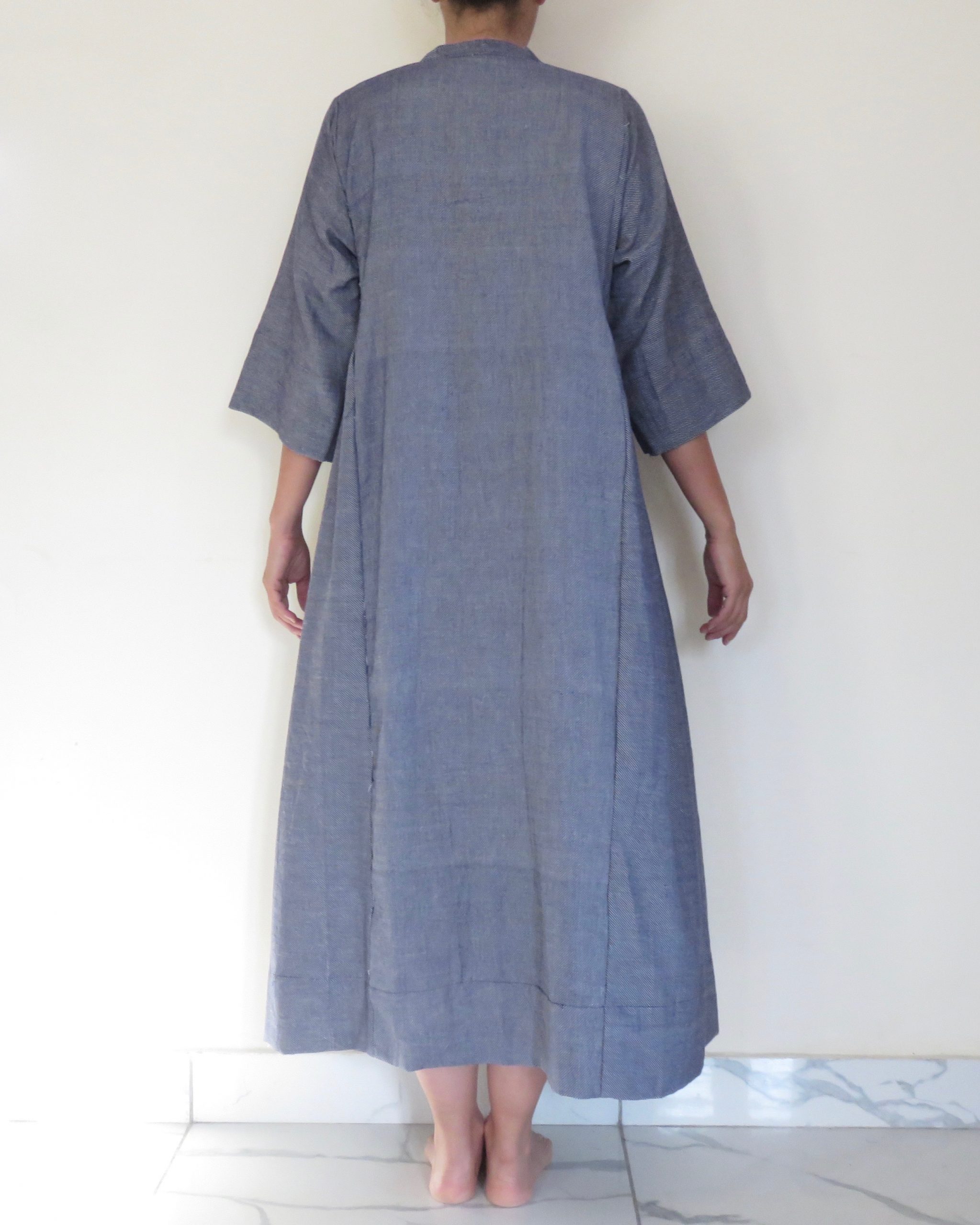 shanti selvedge denim organic cotton dress blue