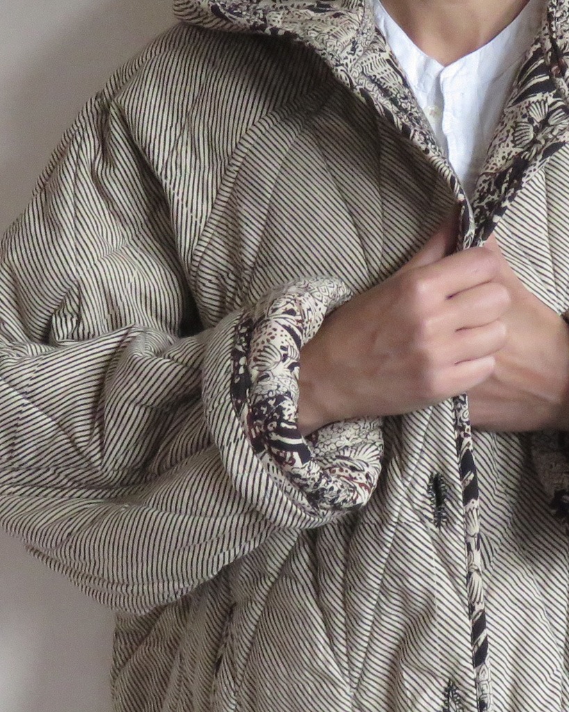 STRIPED ORGANIC COTTON QUILTED COAT