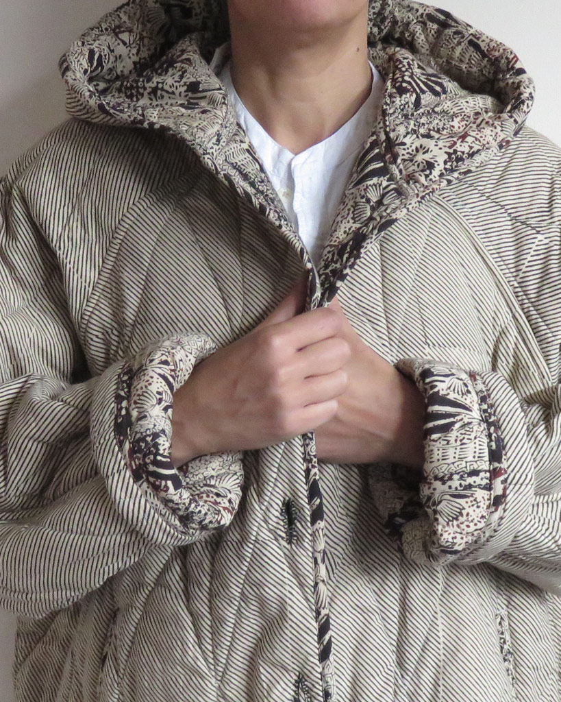 STRIPED ORGANIC COTTON QUILTED COAT