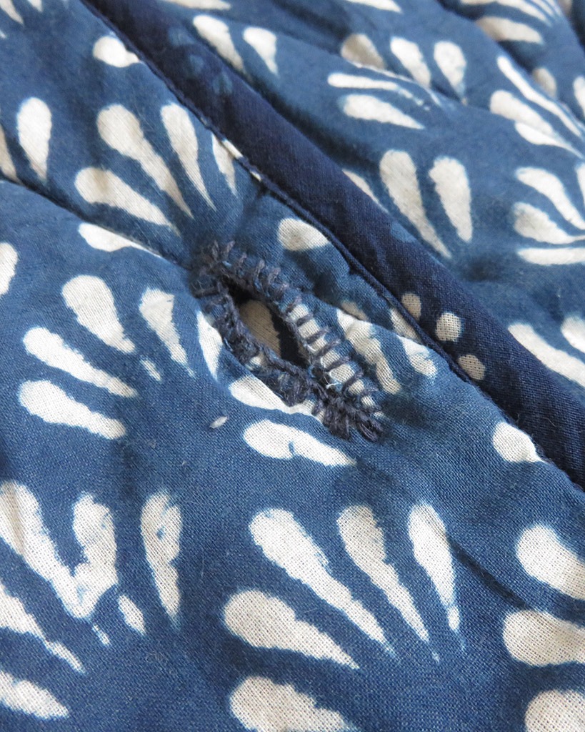 block print quilted cotton coat motif