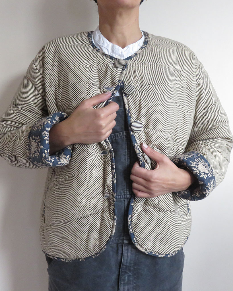 block print quilted cotton jacket