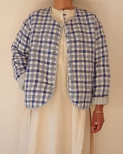 indian quilted cotton jacket bengal check