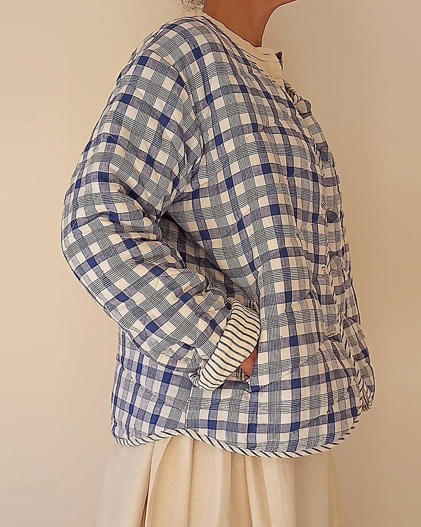 indian quilted cotton jacket bengal check