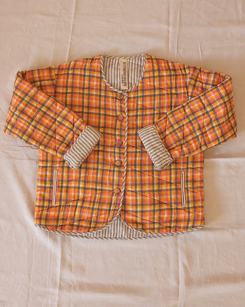 indian quilted cotton jacket check CCC
