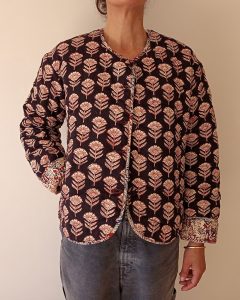 quilt block print jacket floral