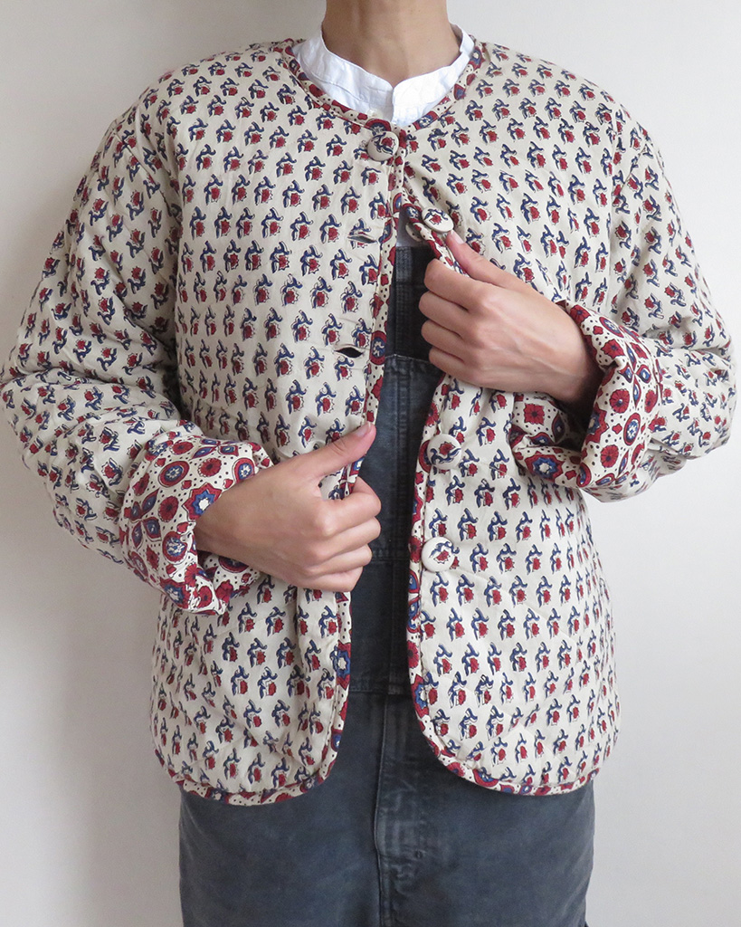 quilted block print jacket