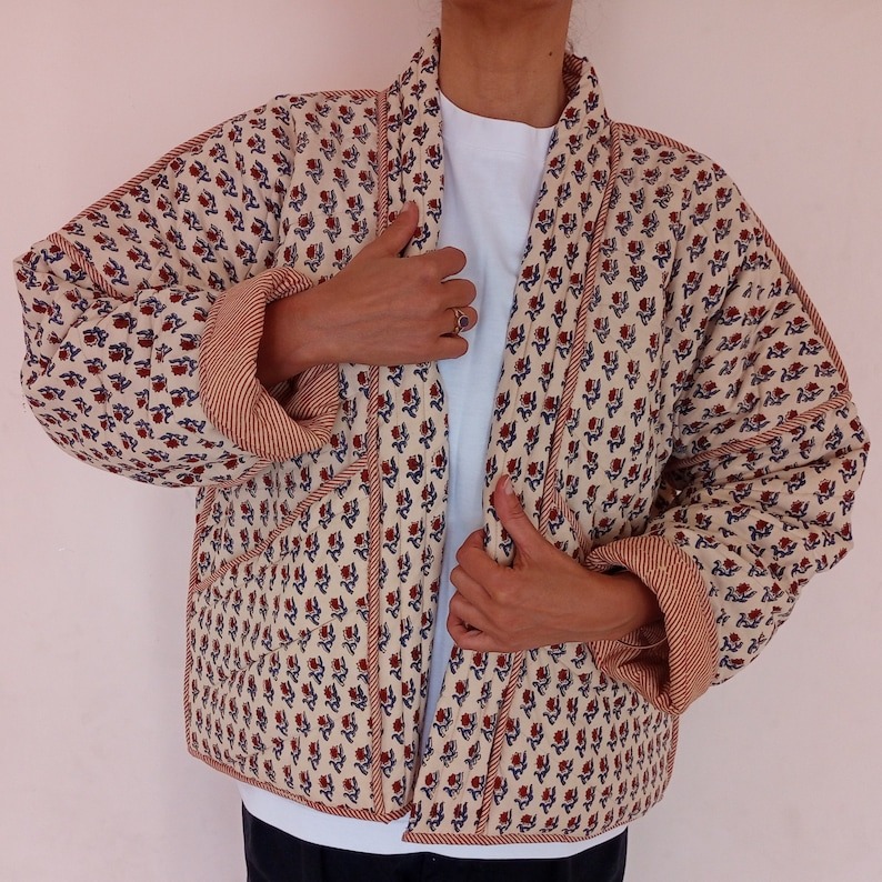 Quilted Indian Cotton Kimono Jacket Floral – Cotton Conscious