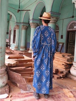 real indigo dye block print cotton dresses 