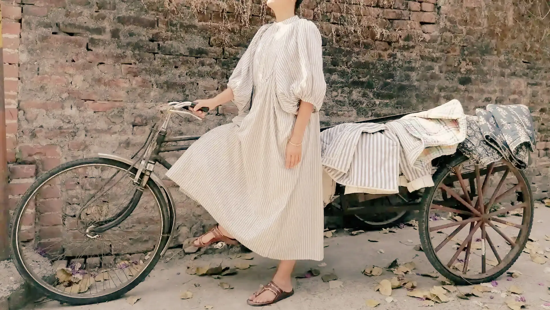 cotton conscious organic cotton striped dress handmade india