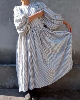 victorian cotton ticking stripe dress
