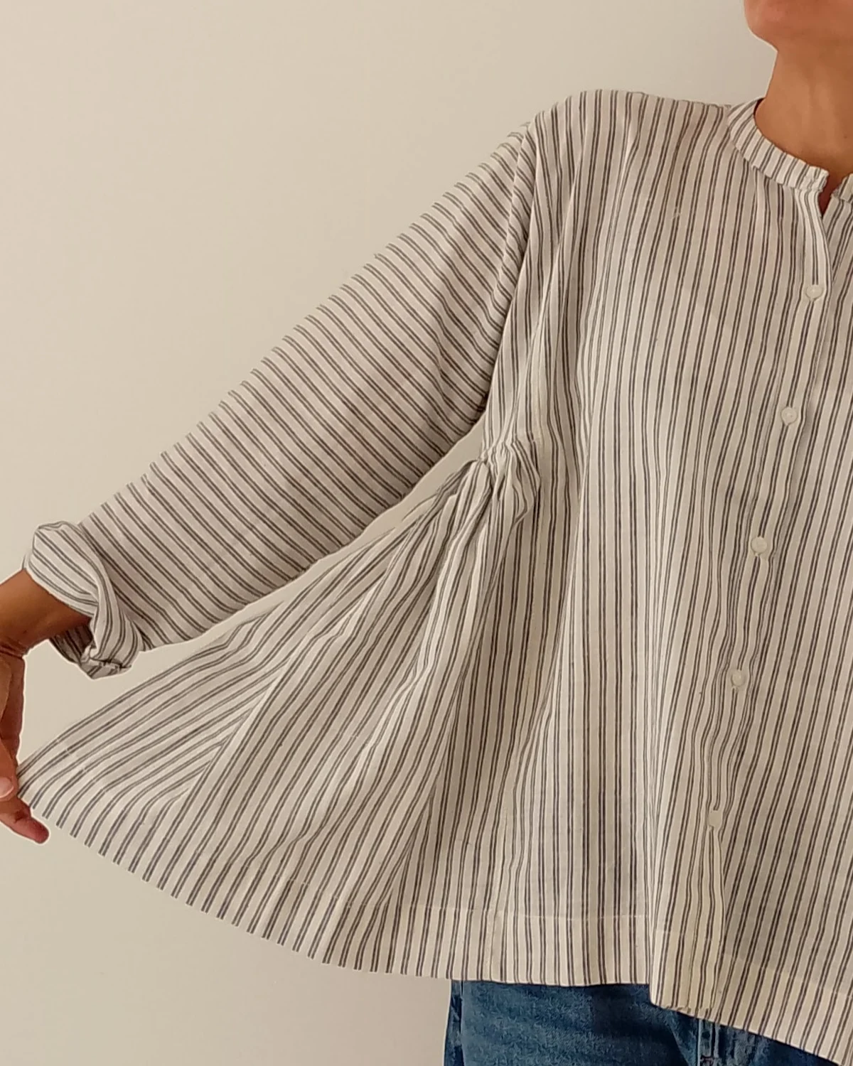 Women’s Oversized Organic Cotton Shirt Handwoven Ticking Stripe