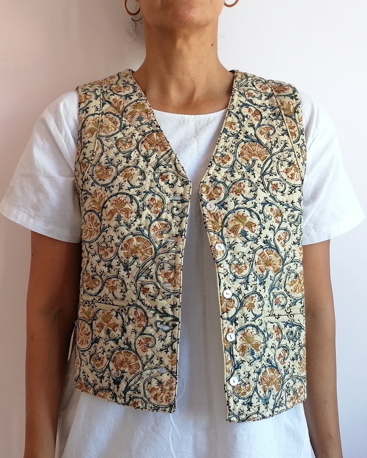elowen reversible quilted waistcoat front