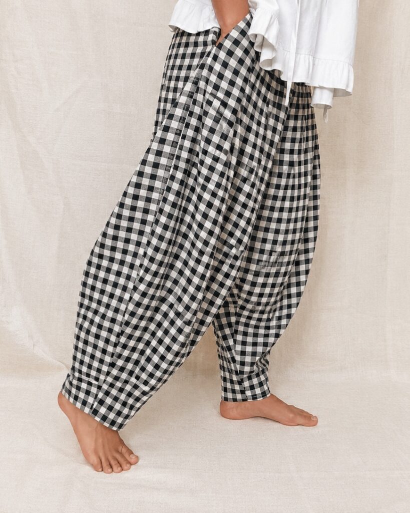 black white gingham trousers womens