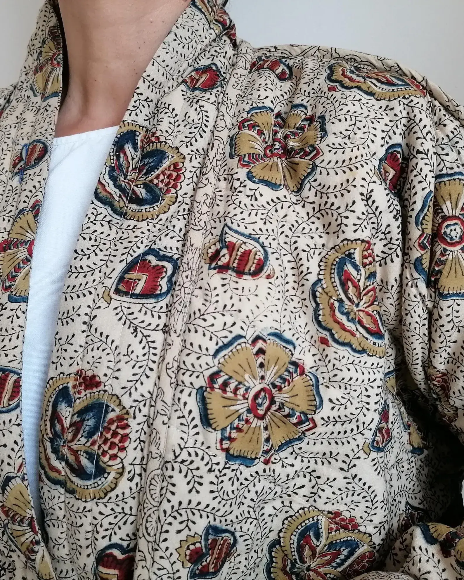 reversible quilted jacket kimono flower