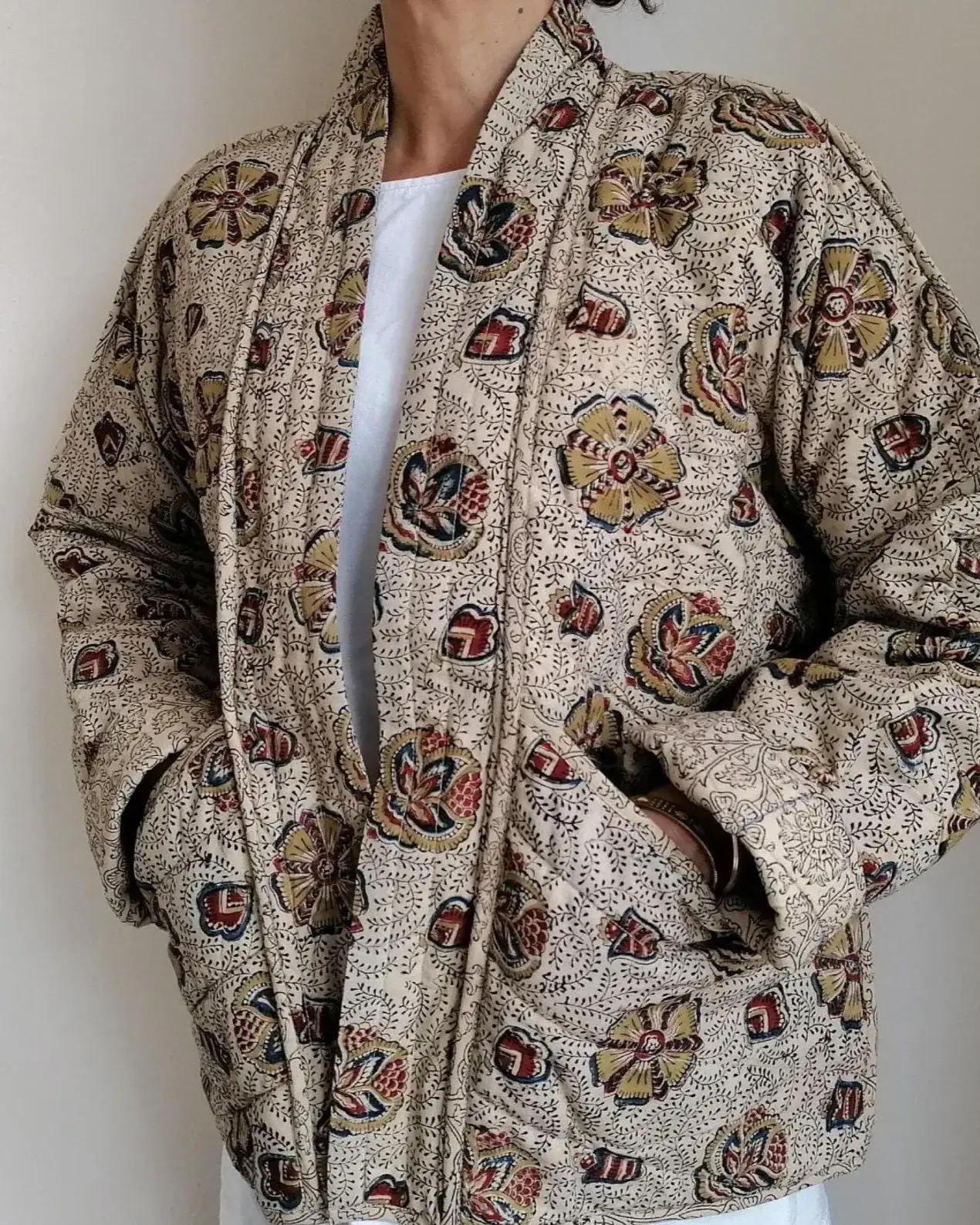 reversible quilted jacket kimono flower