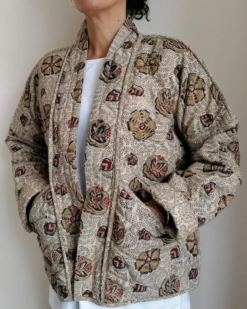 reversible quilted jacket kimono flower