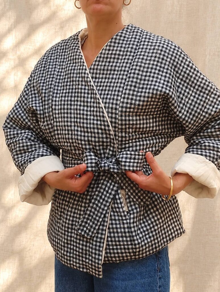 gingham quilted cotton jacket